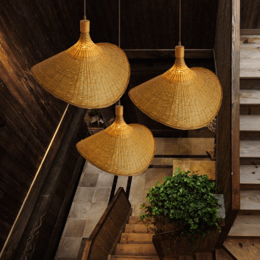 Natural Rattan Pendant Light | Rustic Lighting for Living Room & Dining Room | Handmade Design | Stornfield