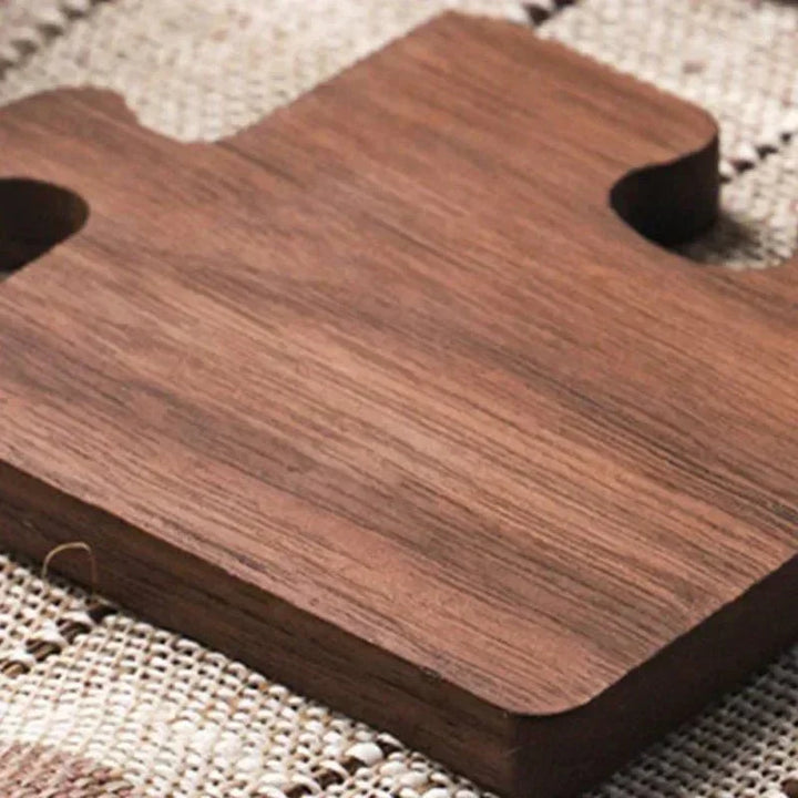 Jigsaw Shape Walnut Wood Coaster Set - Rustic Charm Design | Stornfield