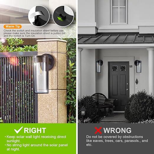 Stornfield | Solar Wall Lights Solar Deck Lights, Auto Sensor On/Off Waterproof Solar Outdoor Lights Decorative Solar Mounted Wall Lights for Fence, Patio, Garden Posts, Porch