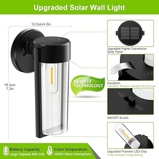 Stornfield | Solar Wall Lights Solar Deck Lights, Auto Sensor On/Off Waterproof Solar Outdoor Lights Decorative Solar Mounted Wall Lights for Fence, Patio, Garden Posts, Porch