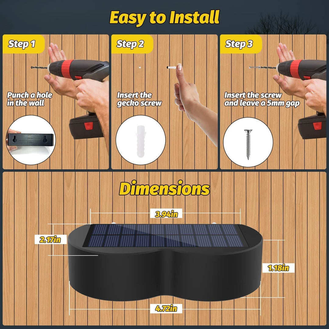 Stornfield | Solar Fence Lights Outdoor Wall Lights IP65 Waterproof, Warm White & RGB 8 Fixed Specific Colors for Fence Wall Steps Terrace Patio