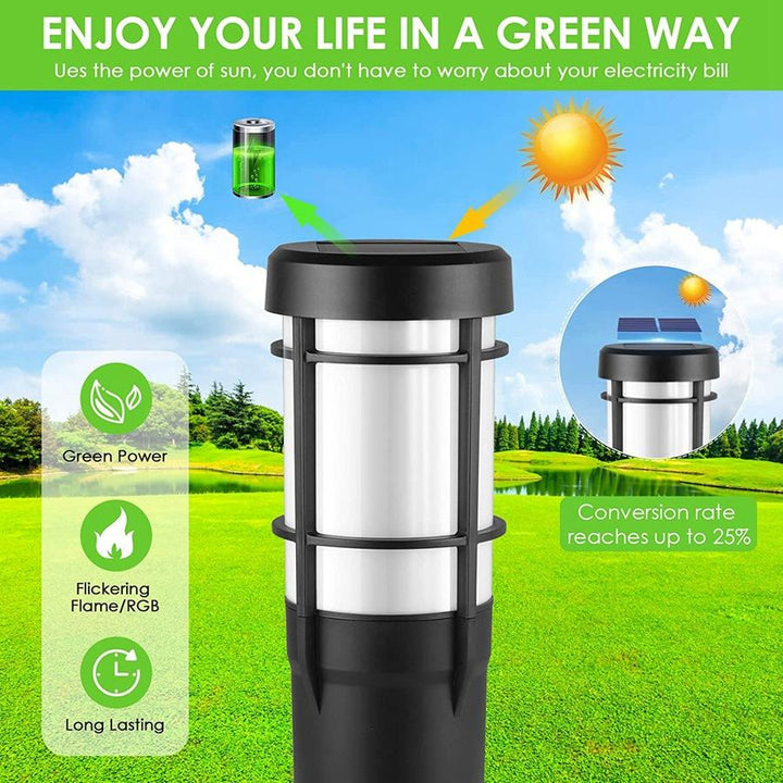 Stornfield | Solar Pathway Lights Outdoor with Flickering Flame and RGB Color Changing, LED Solar Lamps for Yard, Garden, Pathway, Lawn - IP65 Waterproof