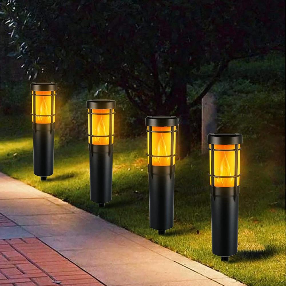 Stornfield | Solar Pathway Lights Outdoor with Flickering Flame and RGB Color Changing, LED Solar Lamps for Yard, Garden, Pathway, Lawn - IP65 Waterproof
