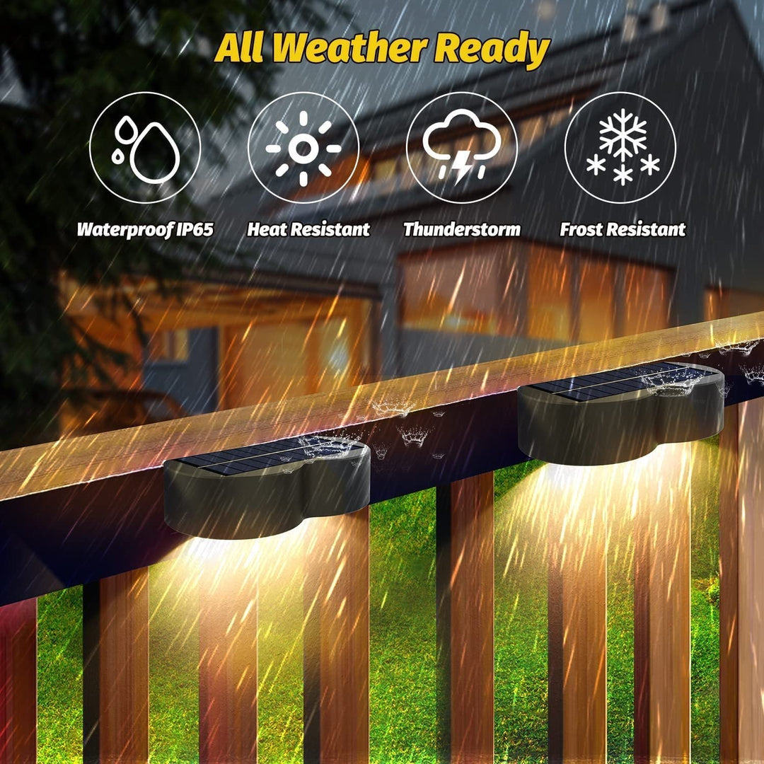 Stornfield | Solar Fence Lights Outdoor Wall Lights IP65 Waterproof, Warm White & RGB 8 Fixed Specific Colors for Fence Wall Steps Terrace Patio