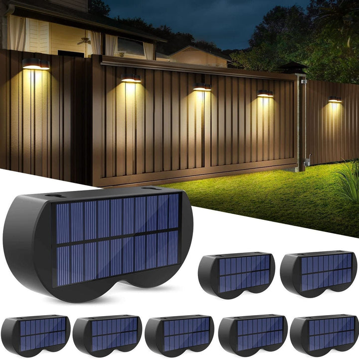 Stornfield | Solar Fence Lights Outdoor Wall Lights IP65 Waterproof, Warm White & RGB 8 Fixed Specific Colors for Fence Wall Steps Terrace Patio