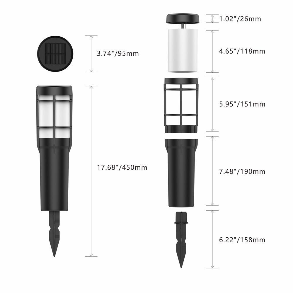Stornfield | Solar Pathway Lights Outdoor with Flickering Flame and RGB Color Changing, LED Solar Lamps for Yard, Garden, Pathway, Lawn - IP65 Waterproof