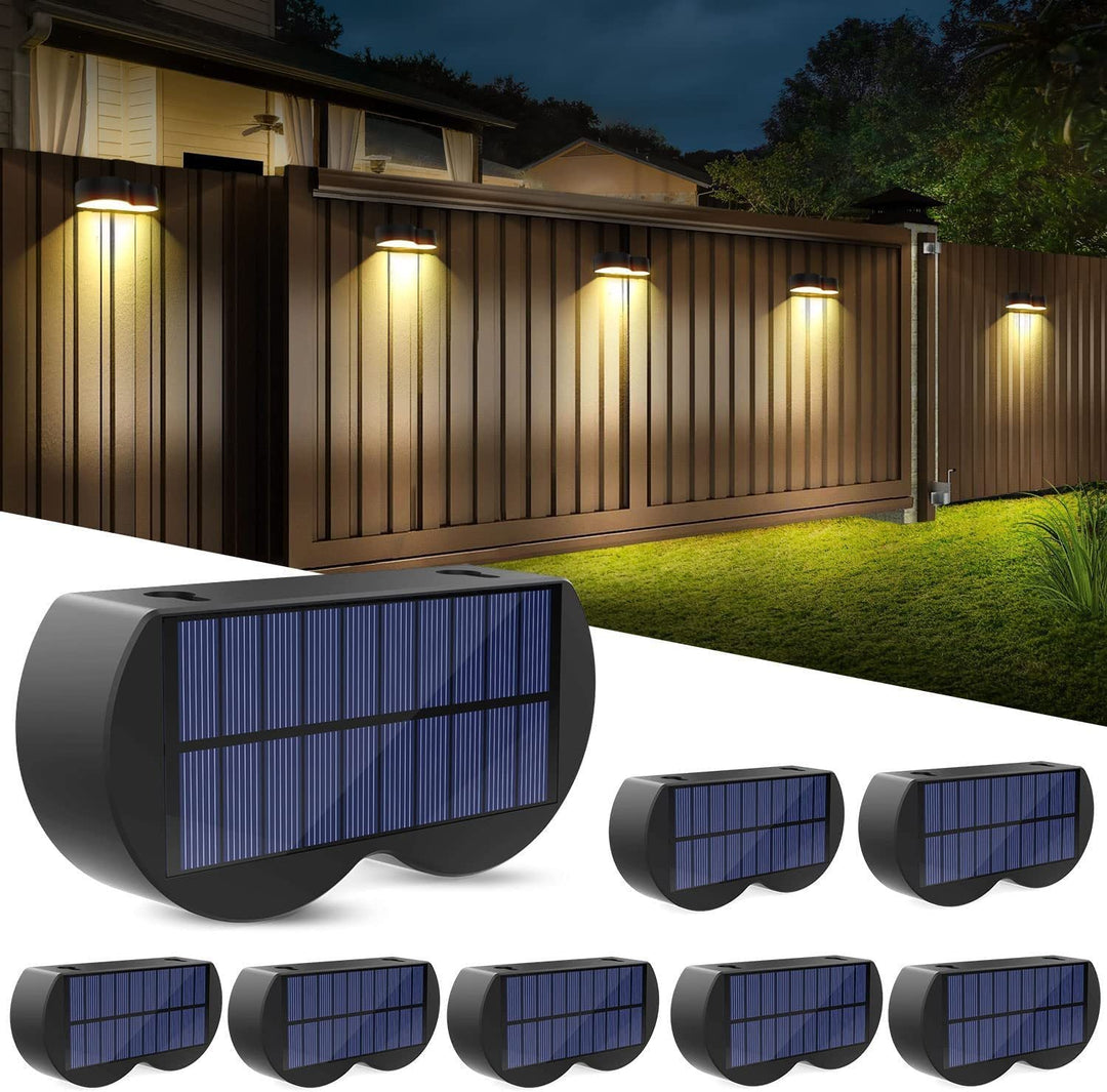 Stornfield | Solar Fence Lights Outdoor Wall Lights IP65 Waterproof, Warm White & RGB 8 Fixed Specific Colors for Fence Wall Steps Terrace Patio