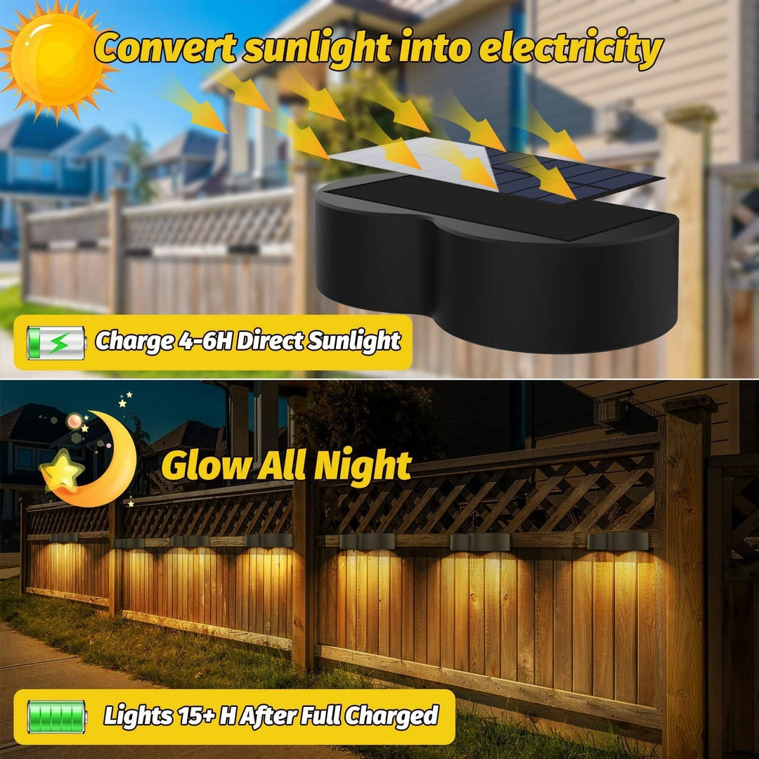 Stornfield | Solar Fence Lights Outdoor Wall Lights IP65 Waterproof, Warm White & RGB 8 Fixed Specific Colors for Fence Wall Steps Terrace Patio