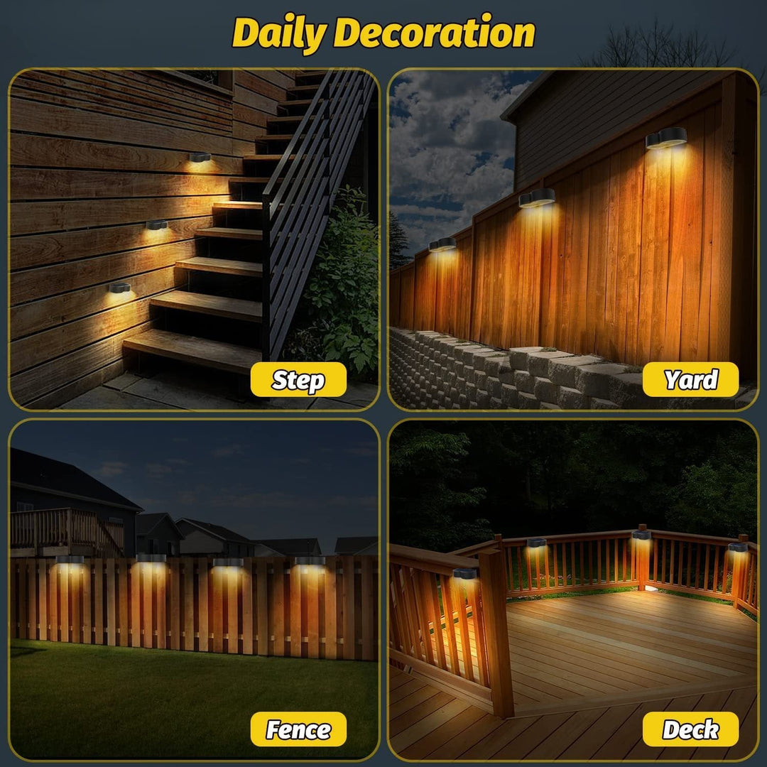 Stornfield | Solar Fence Lights Outdoor Wall Lights IP65 Waterproof, Warm White & RGB 8 Fixed Specific Colors for Fence Wall Steps Terrace Patio