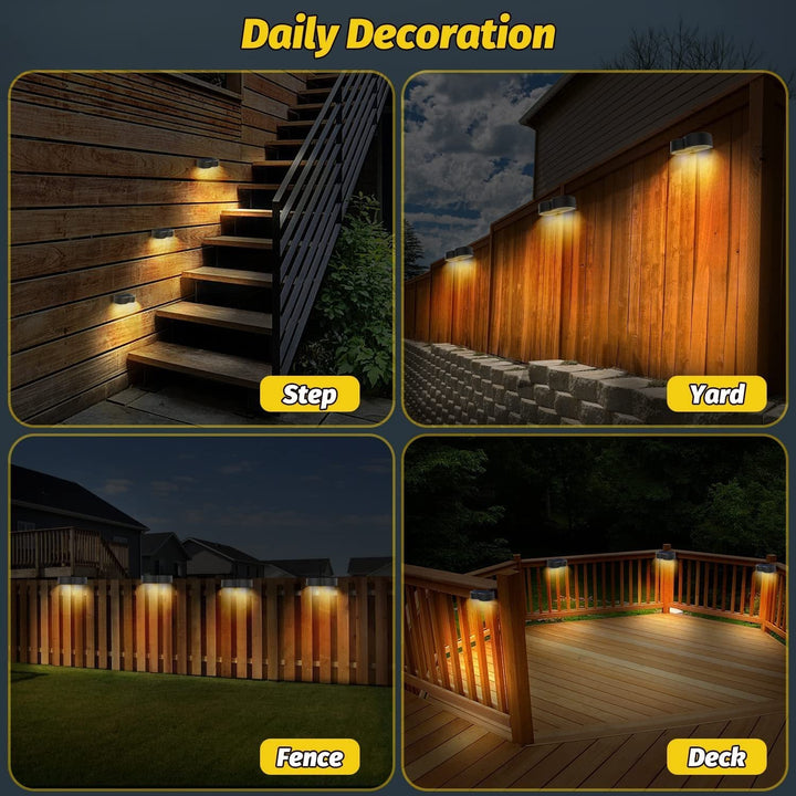 Stornfield | Solar Fence Lights Outdoor Wall Lights IP65 Waterproof, Warm White & RGB 8 Fixed Specific Colors for Fence Wall Steps Terrace Patio