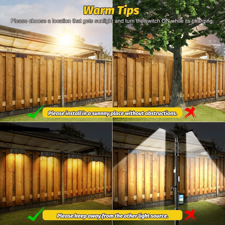 Stornfield | Solar Fence Lights Outdoor Wall Lights IP65 Waterproof, Warm White & RGB 8 Fixed Specific Colors for Fence Wall Steps Terrace Patio
