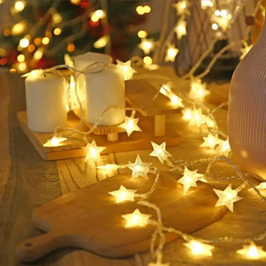 LED string lights 4 meters with stars - Solar powered - | Stornfield