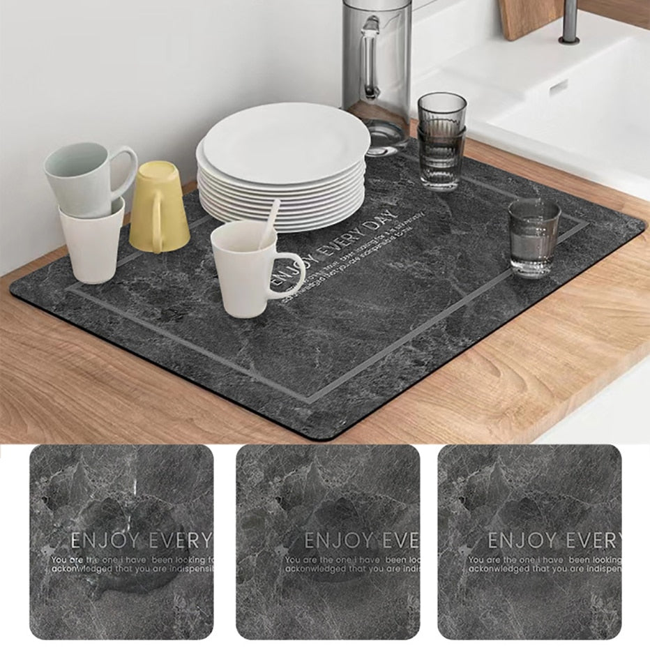 Kitchen Countertop Drainer Mat Slide Pad Water Absorbent Drying Mat | Stornfield