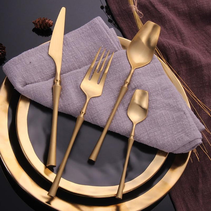 Kitchen Groups Golden 4pcs Set Cutlery Set Stainless Steel Dinnerware Set Tableware | Stornfield
