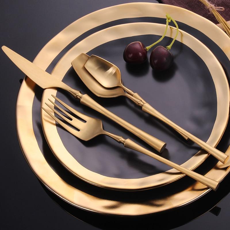 Kitchen Groups Golden 4pcs Set Cutlery Set Stainless Steel Dinnerware Set Tableware | Stornfield