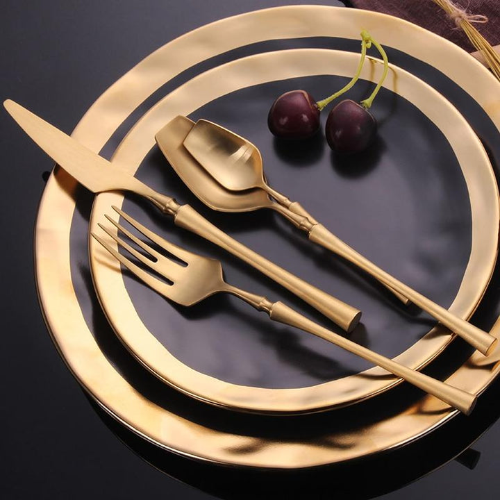 Kitchen Groups Golden 4pcs Set Cutlery Set Stainless Steel Dinnerware Set Tableware | Stornfield