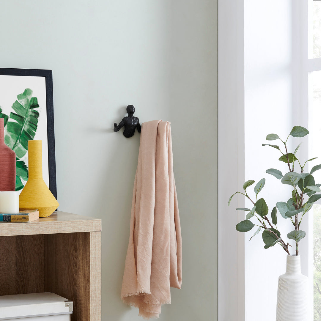 Stornfield | "Palms Up" Decorative Cast Iron Wall Hooks, Black (Set of 2)