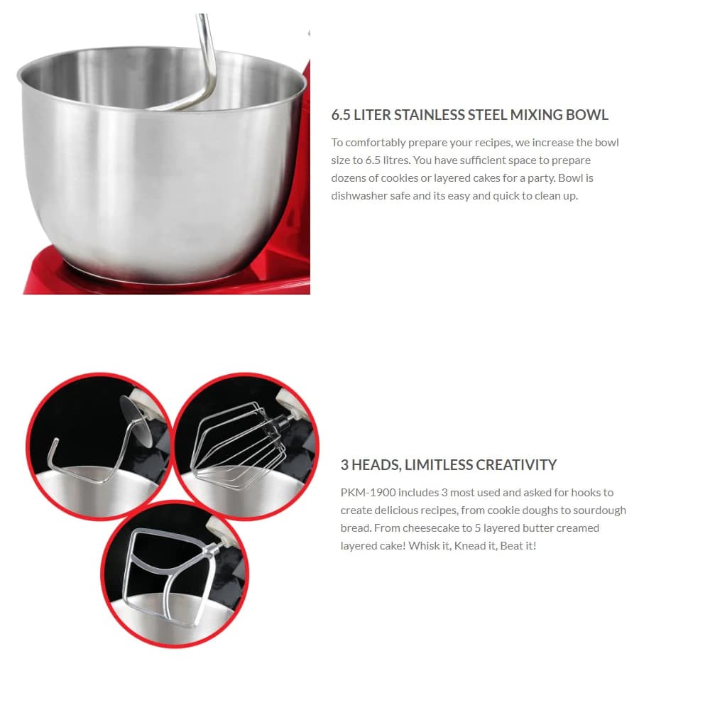 Royalty Line Kitchen Machine 1,900 W 6.5 Liter (Mixer) | Stornfield