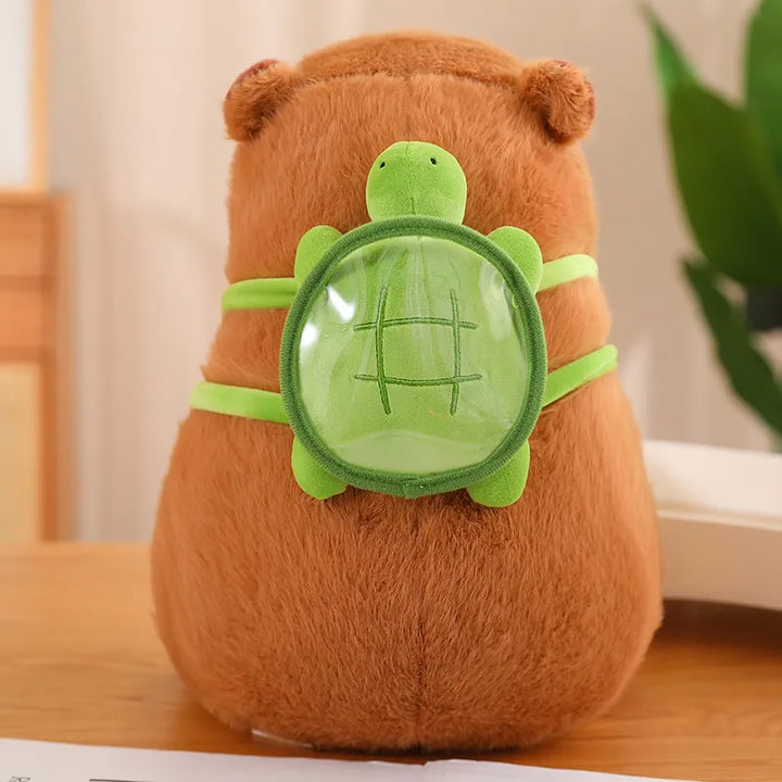 Stornfield | Jouet en peluche Capybara mignon avec sac à dos Tortue - CapyBuddy