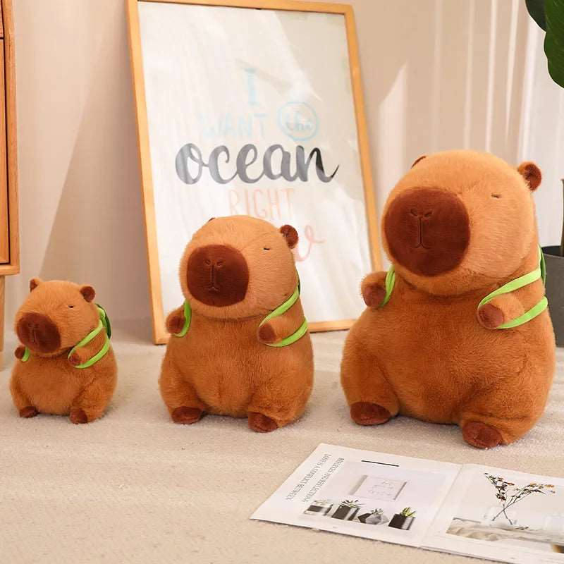 Stornfield | Jouet en peluche Capybara mignon avec sac à dos Tortue - CapyBuddy