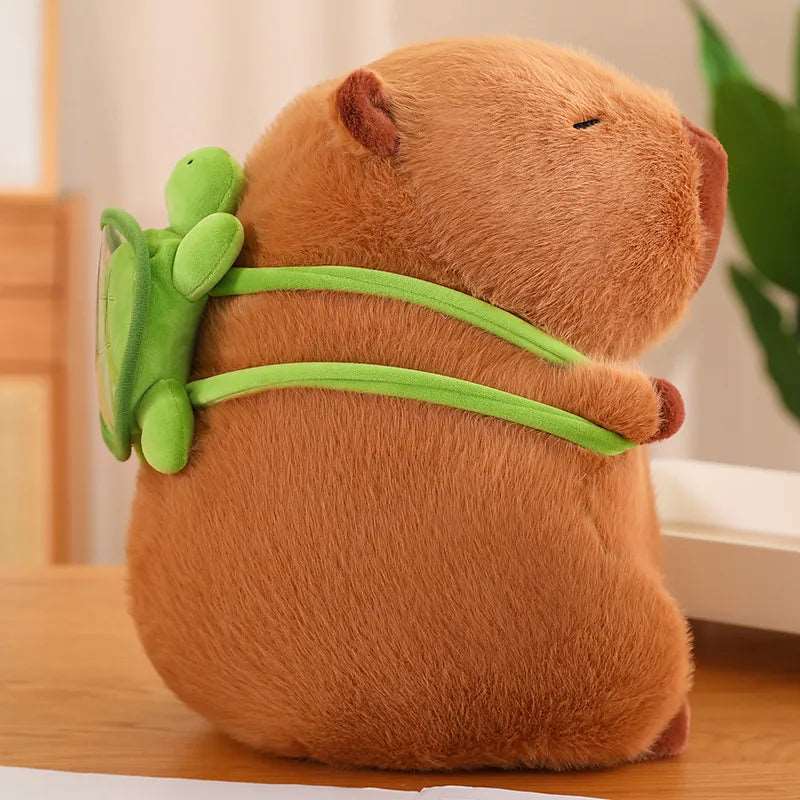Stornfield | Jouet en peluche Capybara mignon avec sac à dos Tortue - CapyBuddy
