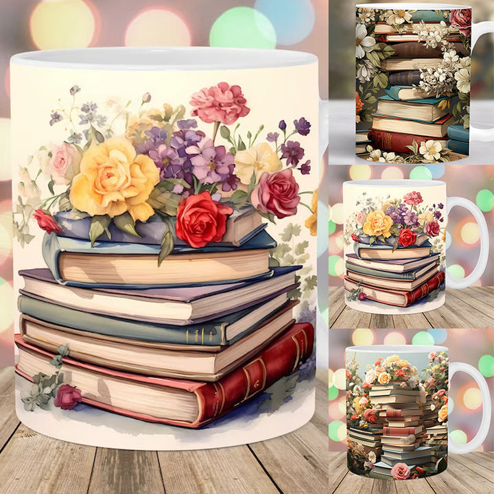 3D Artistic Coffee Cup Beautiful Floral - Gift for Book Lovers | Stornfield