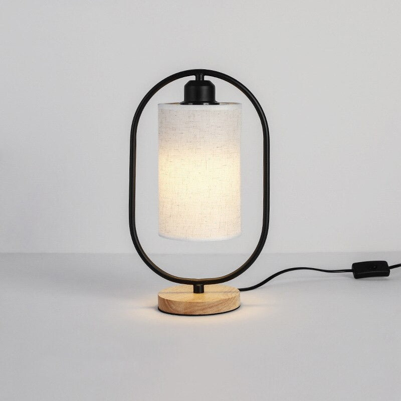 Industrial Style Wooden Bedside Lamp with Metal Accent | Stornfield