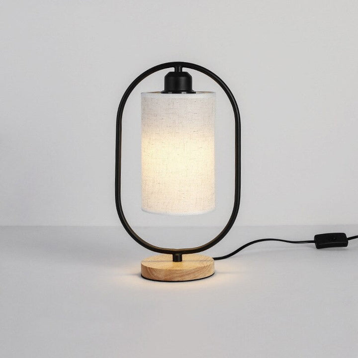 Industrial Style Wooden Bedside Lamp with Metal Accent | Stornfield