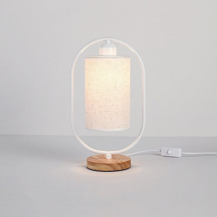Industrial Style Wooden Bedside Lamp with Metal Accent | Stornfield