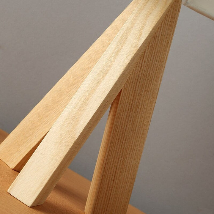 Scandinavian Wooden Tripod Bedside Lamp with White Shade | Stornfield