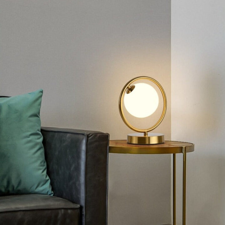 Golden Metal Ball Bedside Lamp - USB Rechargeable Design | Stornfield