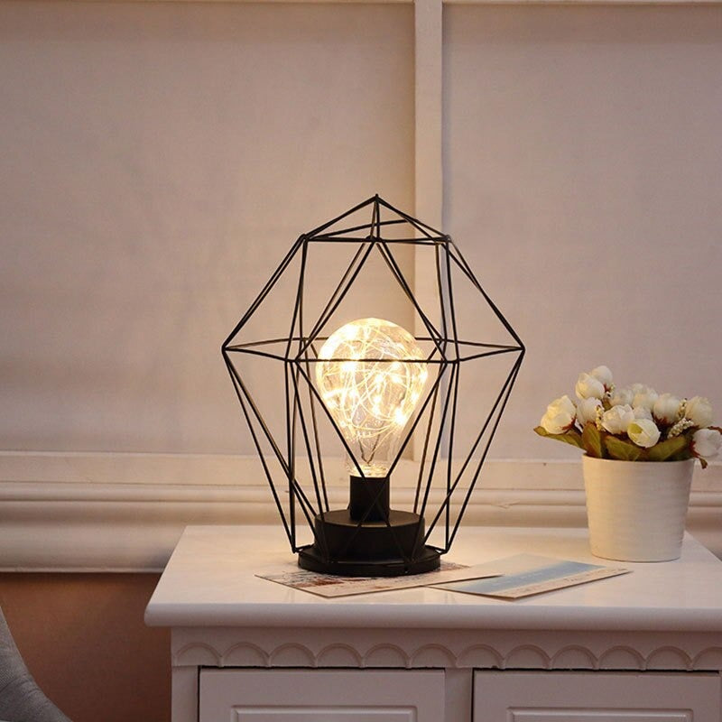 Industrial Battery-Powered Bedside Lamp With Colorful Beads | Stornfield