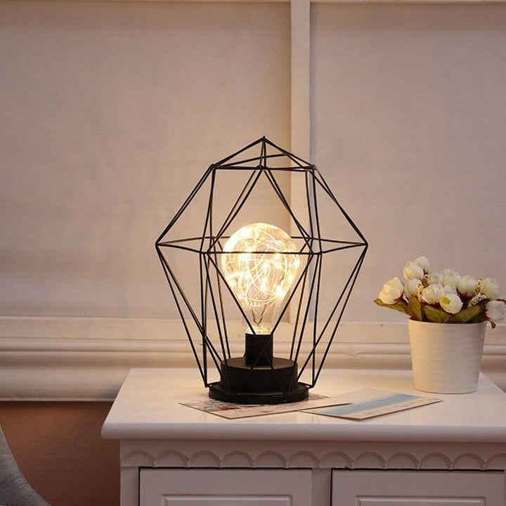 Industrial Battery-Powered Bedside Lamp With Colorful Beads | Stornfield