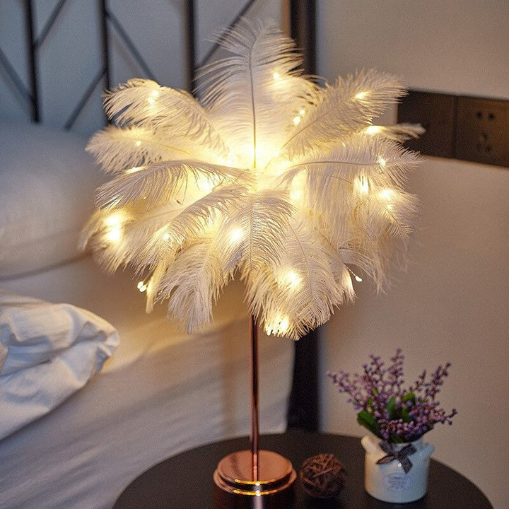 Feather LED Bedside Lamp with Colorful Feathers and Soft Light | Stornfield