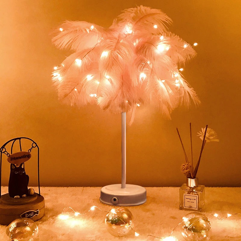Feather LED Bedside Lamp with Colorful Feathers and Soft Light | Stornfield