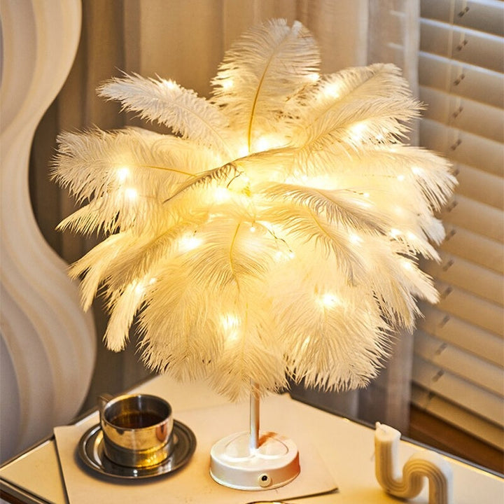 Feather LED Bedside Lamp with Colorful Feathers and Soft Light | Stornfield