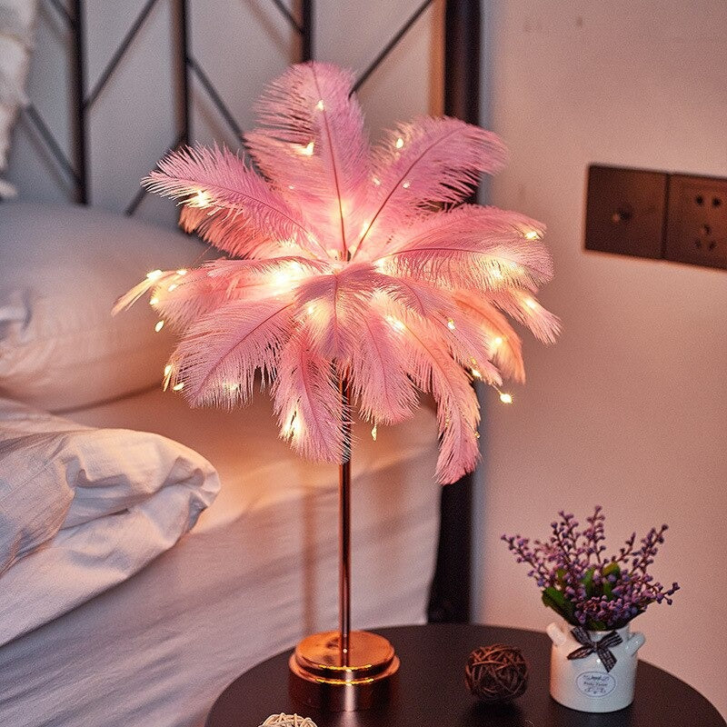 Feather LED Bedside Lamp with Colorful Feathers and Soft Light | Stornfield