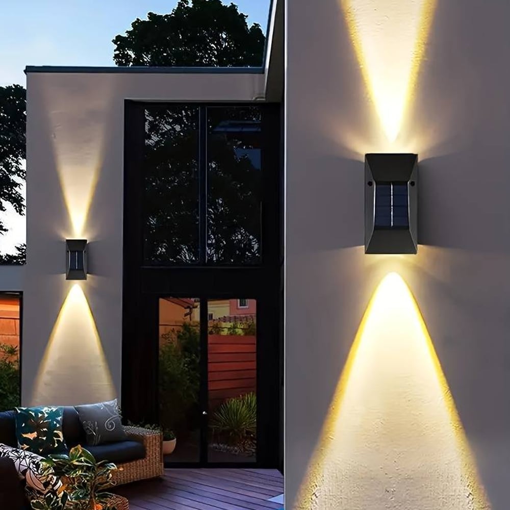 LED solar cell wall light (up-downlight), 2 pcs. Black | Stornfield