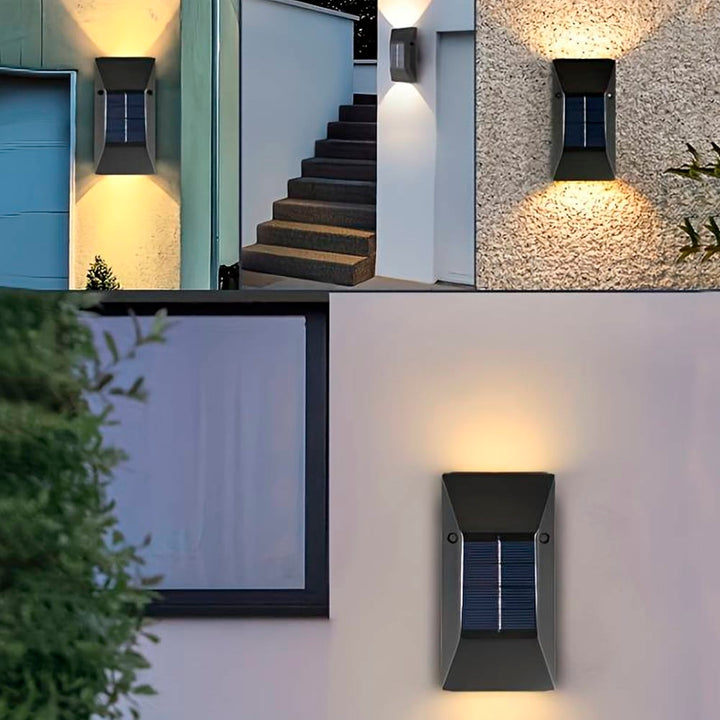 LED solar cell wall light (up-downlight), 2 pcs. Black | Stornfield