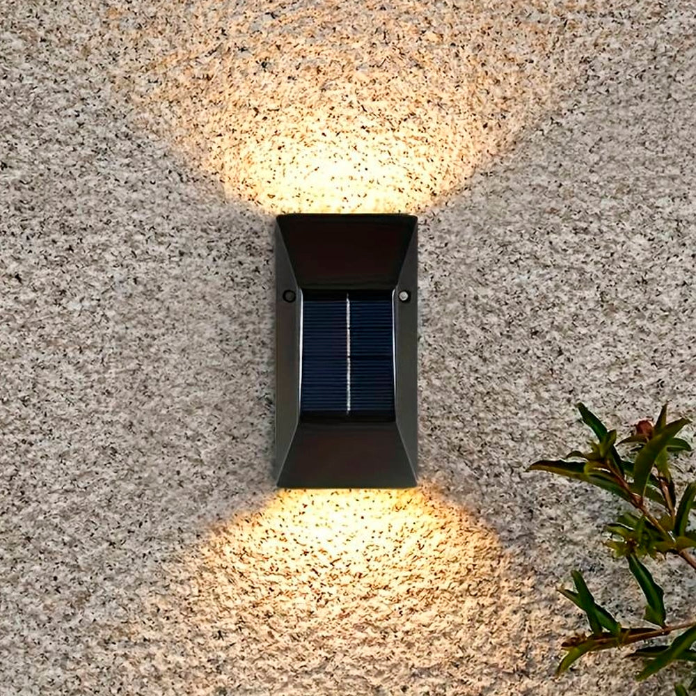 LED solar cell wall light (up-downlight), 2 pcs. Black | Stornfield