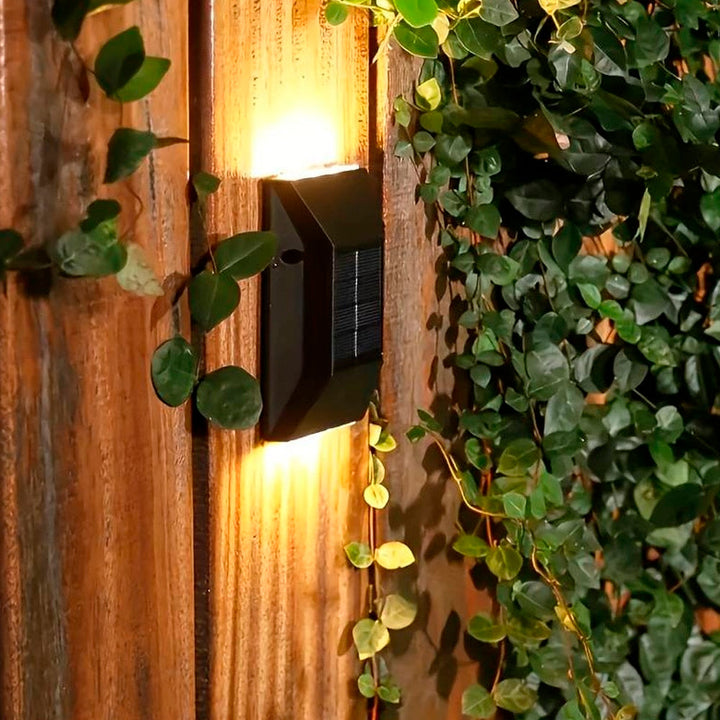 LED solar cell wall light (up-downlight), 2 pcs. Black | Stornfield