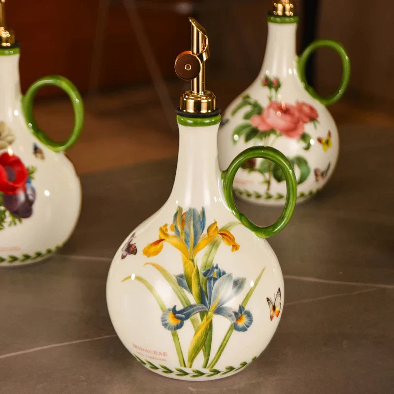 Large Capacity Ceramic Kitchen Oil Dispenser with Pump and Handle | Stornfield