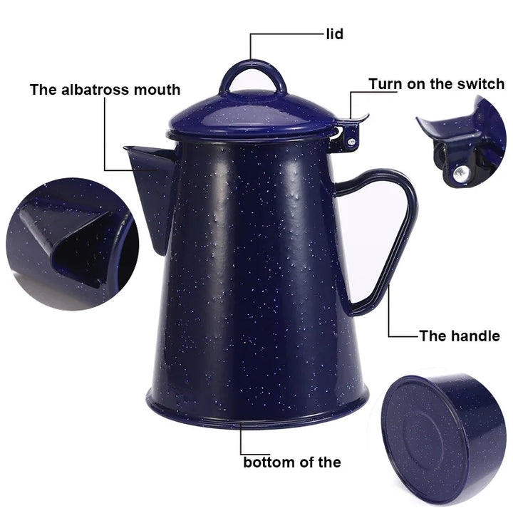 Large Capacity Enamel Handle Pot for Coffee Tea Water Enamel Kettle | Stornfield