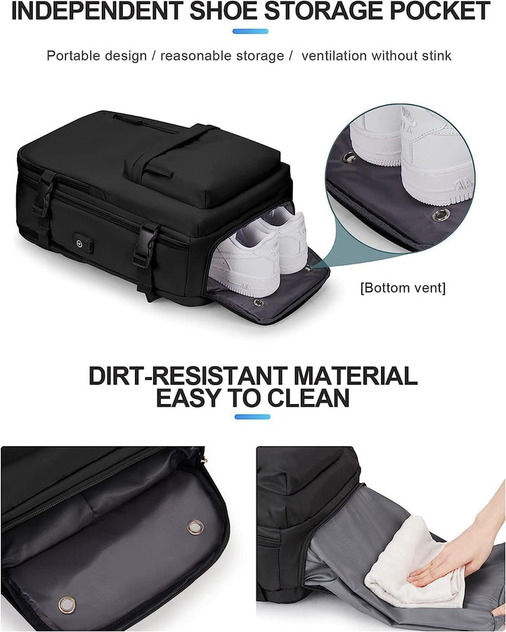 Waterproof Travel Backpack with Shoe Compartment & USB Port – 14" Laptop Fit | Stornfield