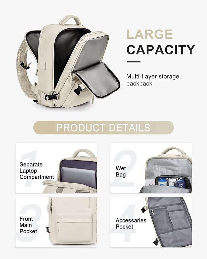 Waterproof Travel Backpack with Shoe Compartment & USB Port – 14" Laptop Fit | Stornfield