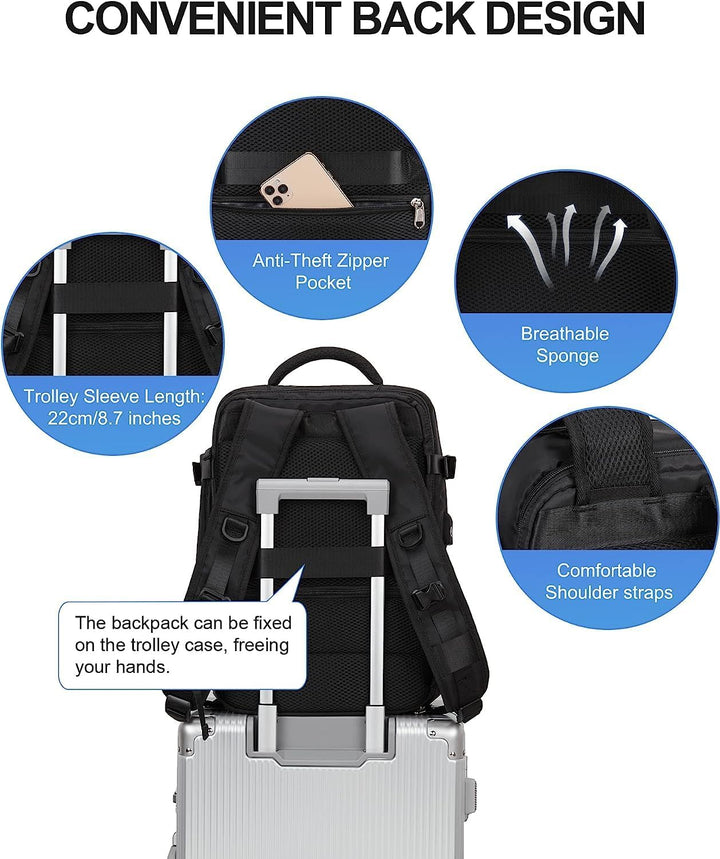 Waterproof Travel Backpack with Shoe Compartment & USB Port – 14" Laptop Fit | Stornfield