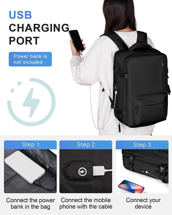Waterproof Travel Backpack with Shoe Compartment & USB Port – 14" Laptop Fit | Stornfield