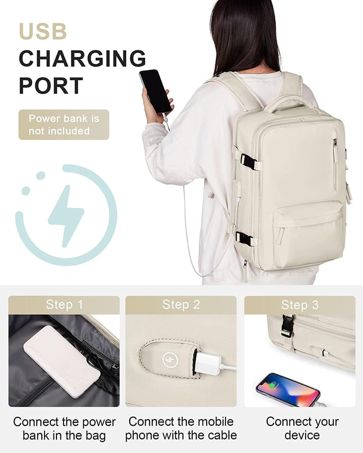 Waterproof Travel Backpack with Shoe Compartment & USB Port – 14" Laptop Fit | Stornfield
