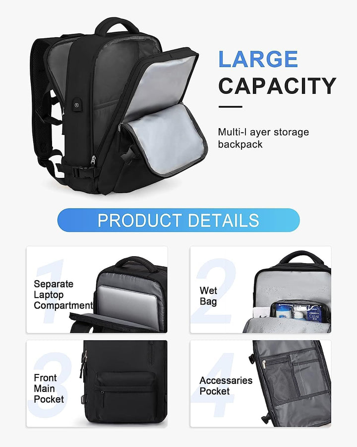 Waterproof Travel Backpack with Shoe Compartment & USB Port – 14" Laptop Fit | Stornfield