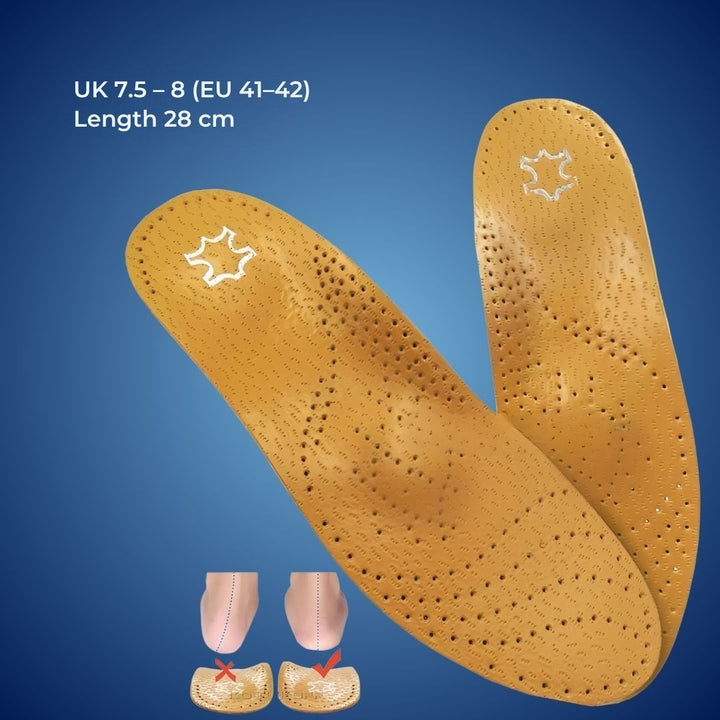LeatherGuard Orthopedic Leather Shoe Insole | Shock Absorption - Arch Support - Comfortable Insole - Foot Pain Relief - Moisture Wicking Stornfield